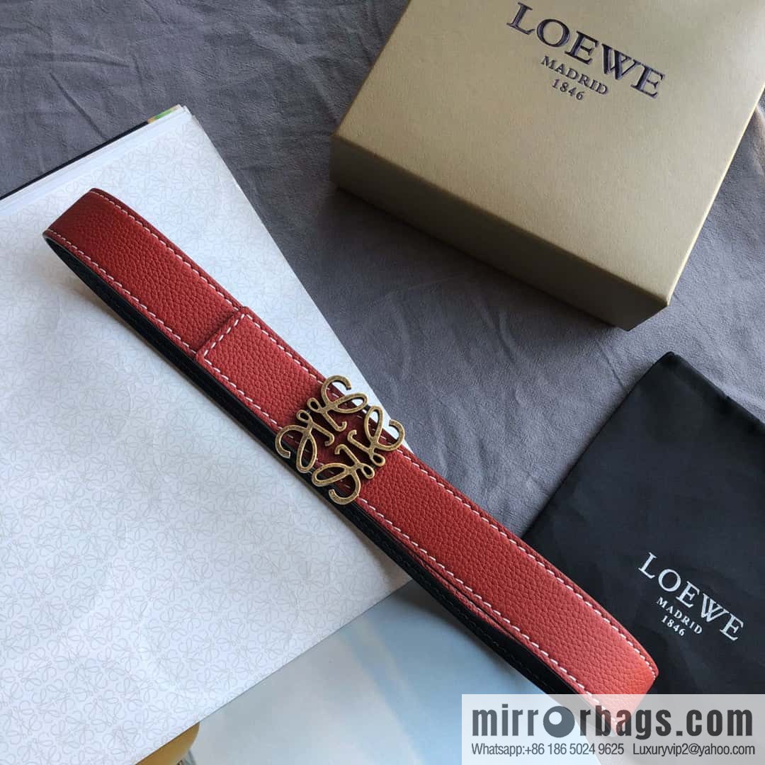 LOEWE Luo Yiwei 3.2cm old gold retro metal buckle first layer cowhide belt