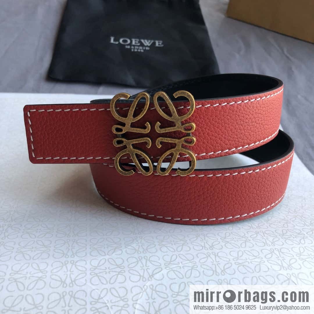 LOEWE Luo Yiwei 3.2cm old gold retro metal buckle first layer cowhide belt