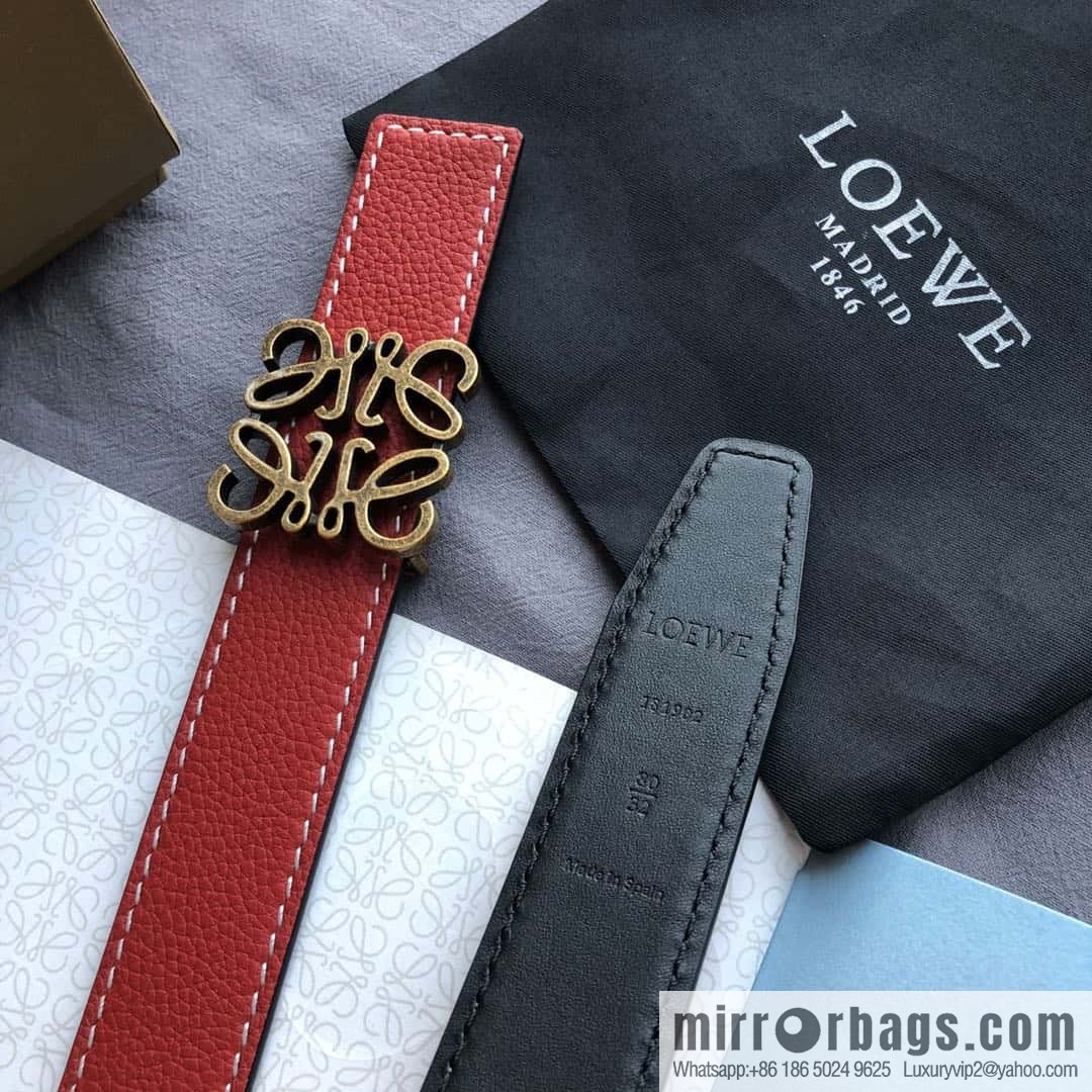 LOEWE Luo Yiwei 3.2cm old gold retro metal buckle first layer cowhide belt