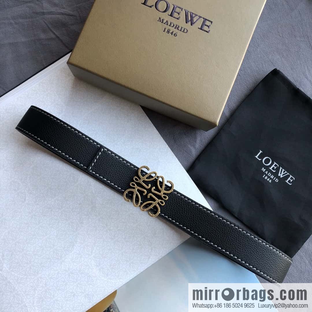 LOEWE Luo Yiwei 3.2cm old gold retro metal buckle first layer cowhide belt