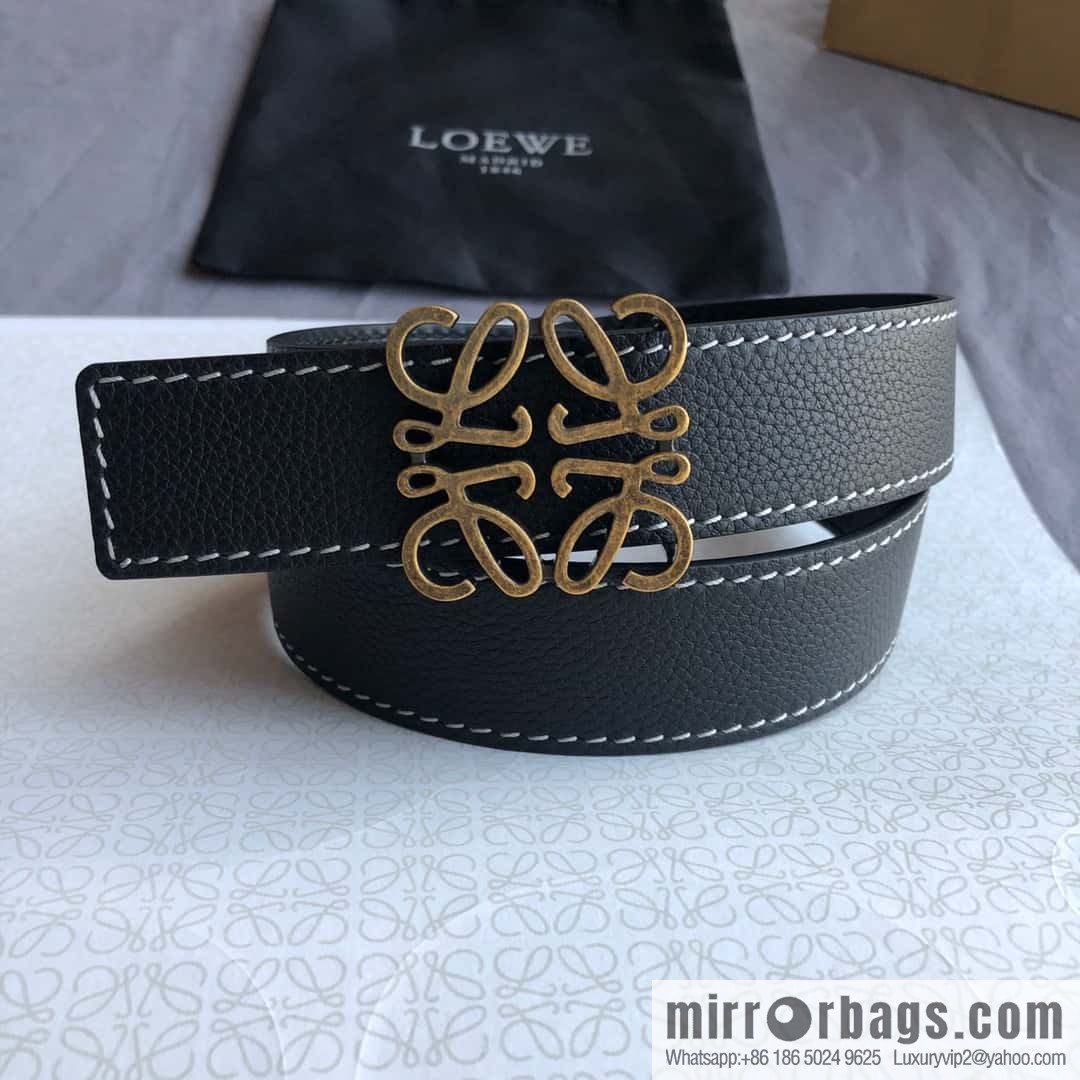 LOEWE Luo Yiwei 3.2cm old gold retro metal buckle first layer cowhide belt