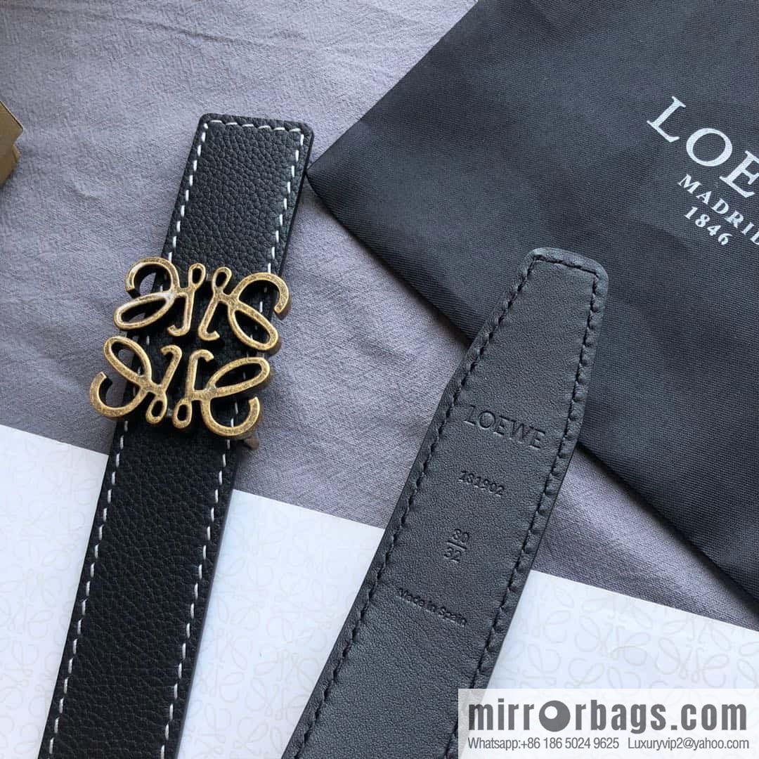 LOEWE Luo Yiwei 3.2cm old gold retro metal buckle first layer cowhide belt