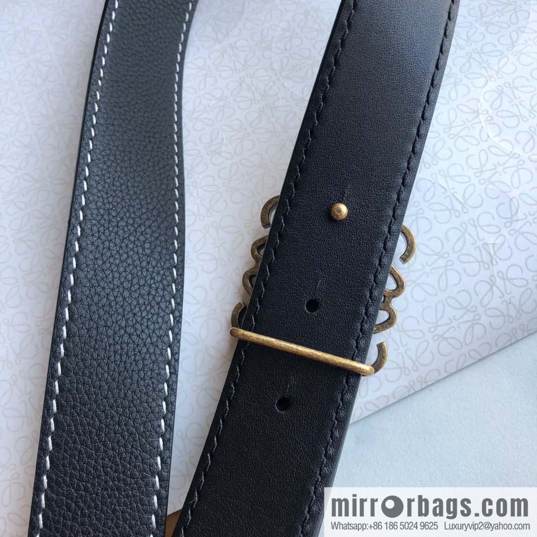 LOEWE Luo Yiwei 3.2cm old gold retro metal buckle first layer cowhide belt