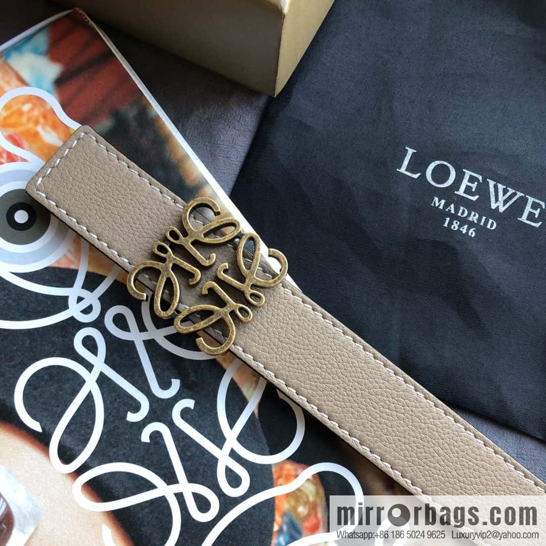 LOEWE Luo Yiwei 3.2cm old gold retro metal buckle first layer cowhide belt