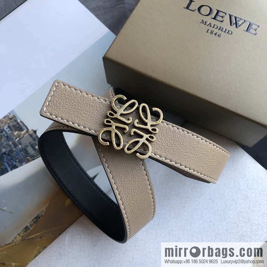 LOEWE Luo Yiwei 3.2cm old gold retro metal buckle first layer cowhide belt