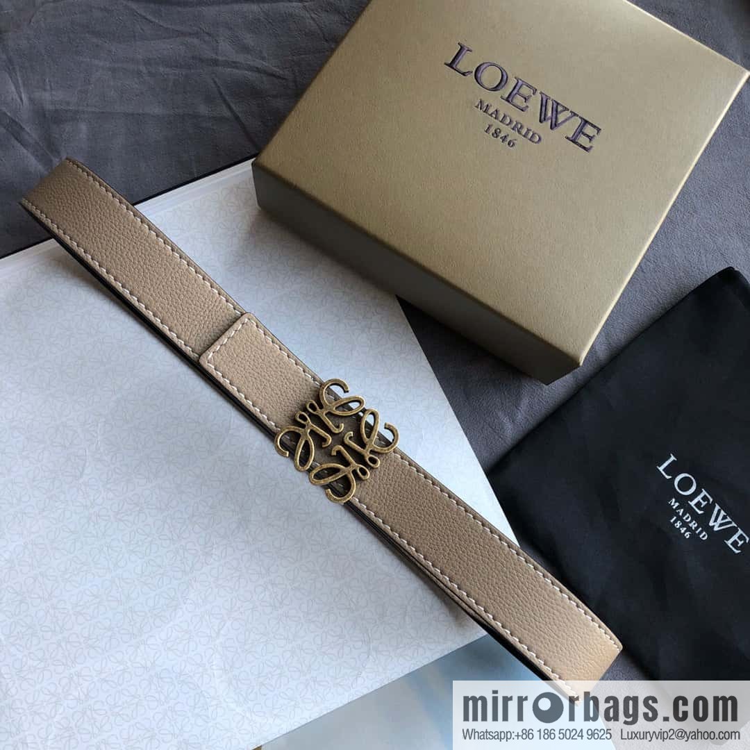 LOEWE Luo Yiwei 3.2cm old gold retro metal buckle first layer cowhide belt