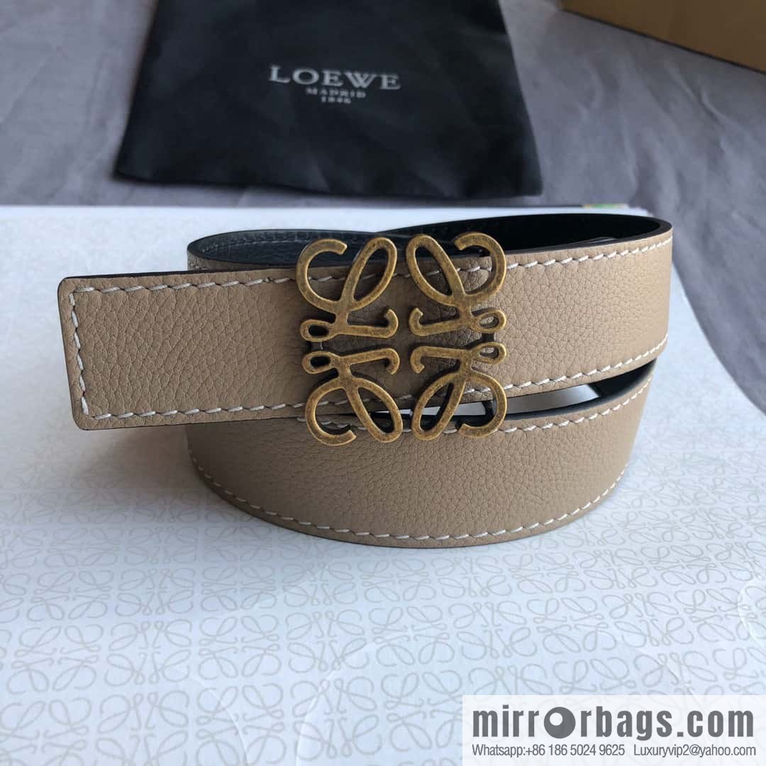 LOEWE Luo Yiwei 3.2cm old gold retro metal buckle first layer cowhide belt