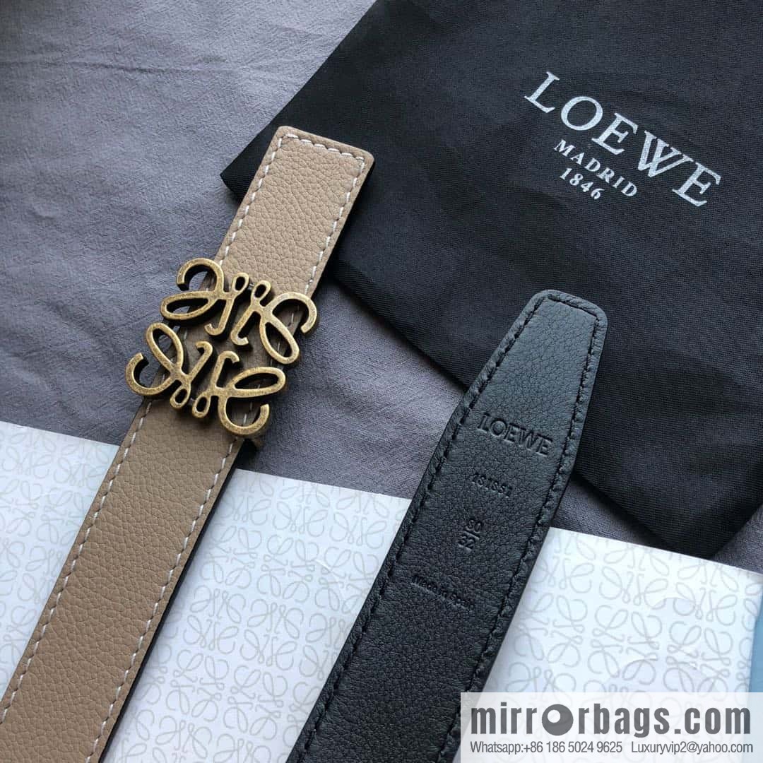 LOEWE Luo Yiwei 3.2cm old gold retro metal buckle first layer cowhide belt