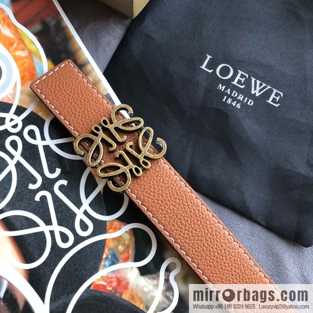 LOEWE Luo Yiwei 3.2cm old gold retro metal buckle first layer cowhide belt