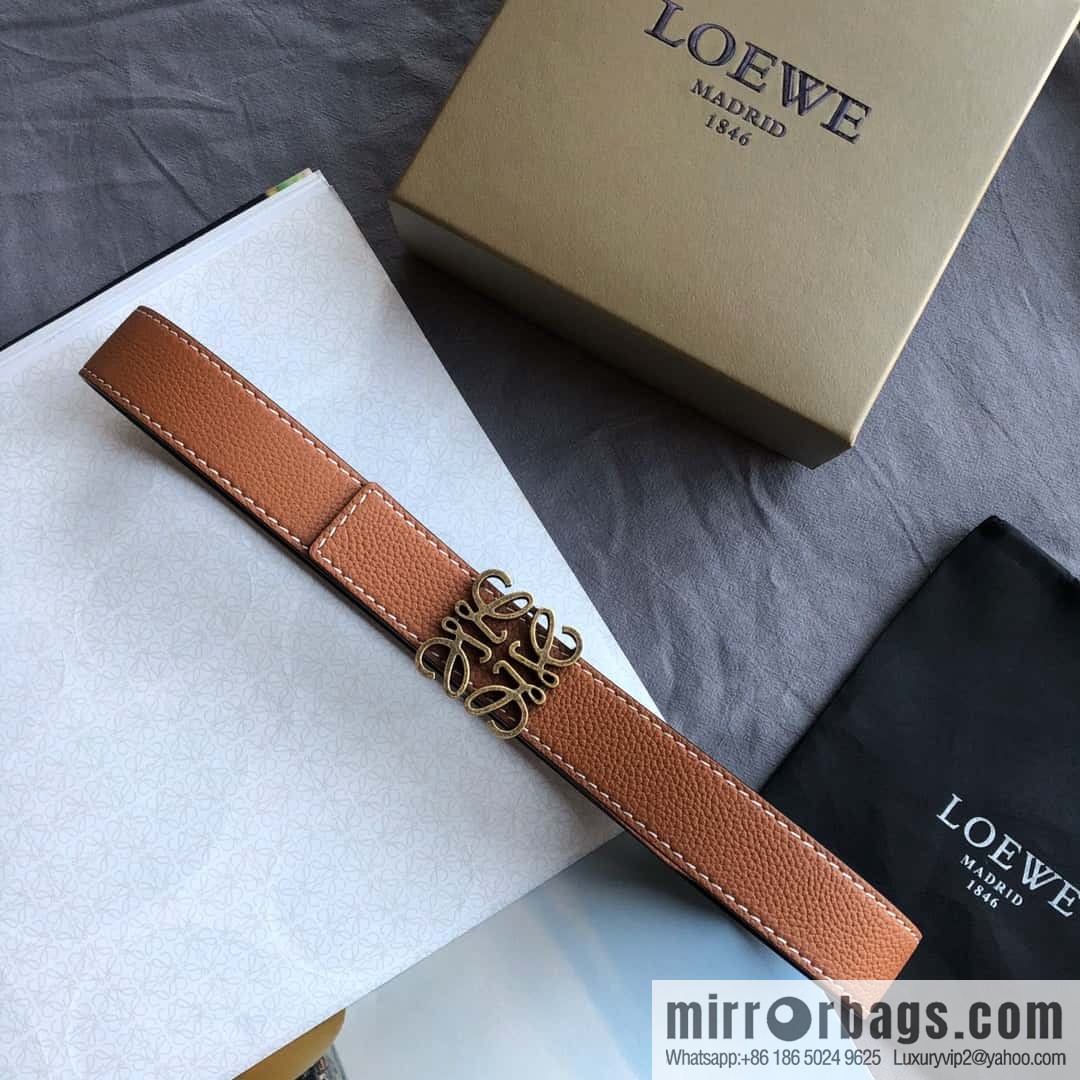 LOEWE Luo Yiwei 3.2cm old gold retro metal buckle first layer cowhide belt