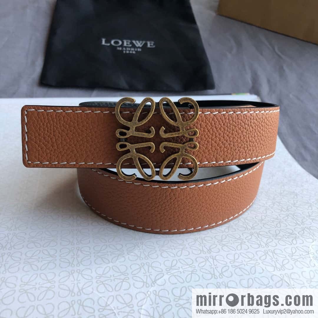 LOEWE Luo Yiwei 3.2cm old gold retro metal buckle first layer cowhide belt