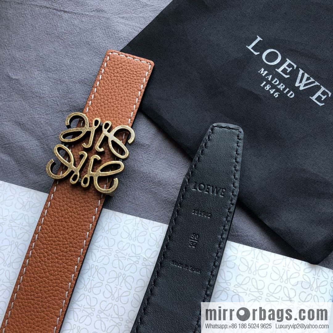 LOEWE Luo Yiwei 3.2cm old gold retro metal buckle first layer cowhide belt