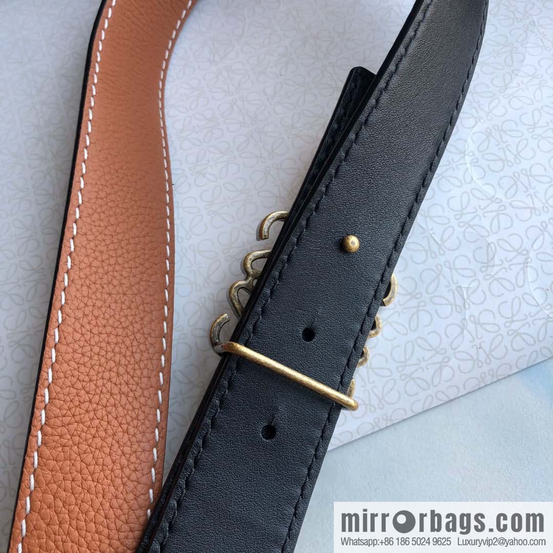 LOEWE Luo Yiwei 3.2cm old gold retro metal buckle first layer cowhide belt