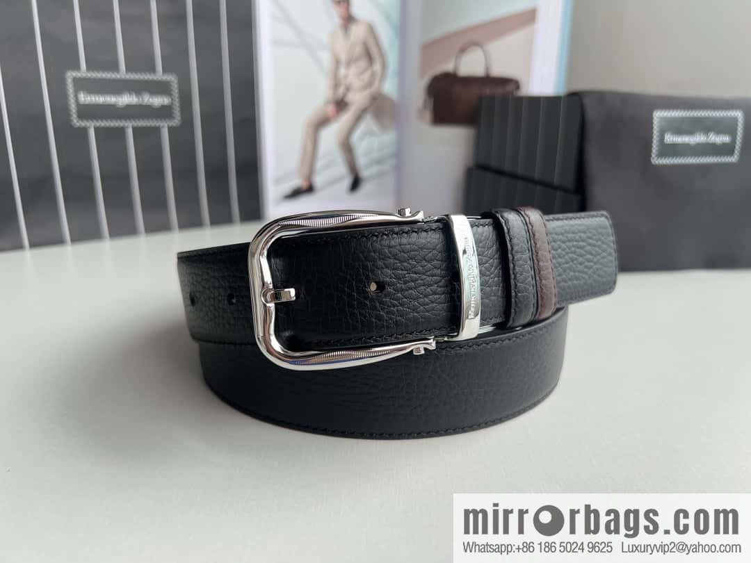 Ermengildo. Zein Zegna men's business leisure rotating pin buckle imported first layer cowhide belt 3.5cm