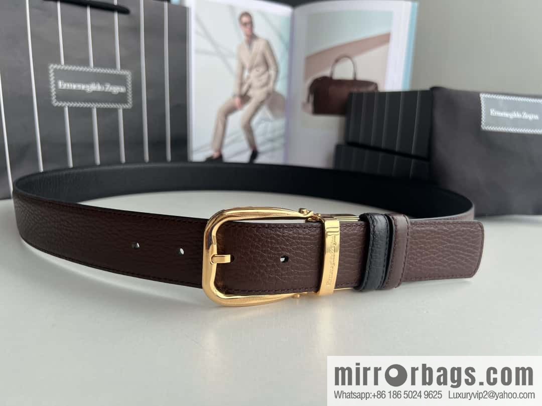 Ermengildo. Zein Zegna men's business leisure rotating pin buckle imported first layer cowhide belt 3.5cm