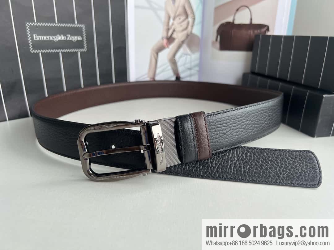 Ermengildo. Zein Zegna men's business leisure rotating pin buckle imported first layer cowhide belt 3.5cm