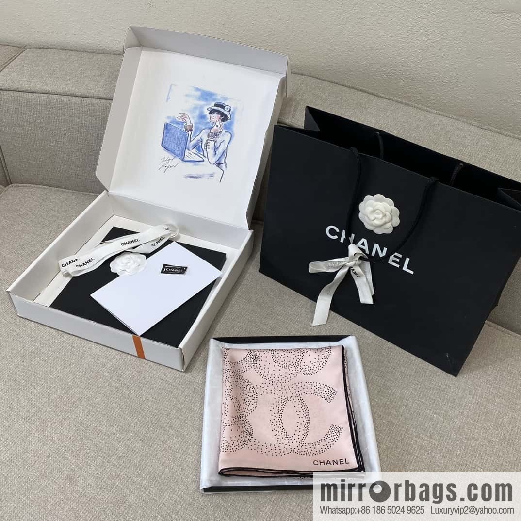 CHANEL Polka dot camellia square towel