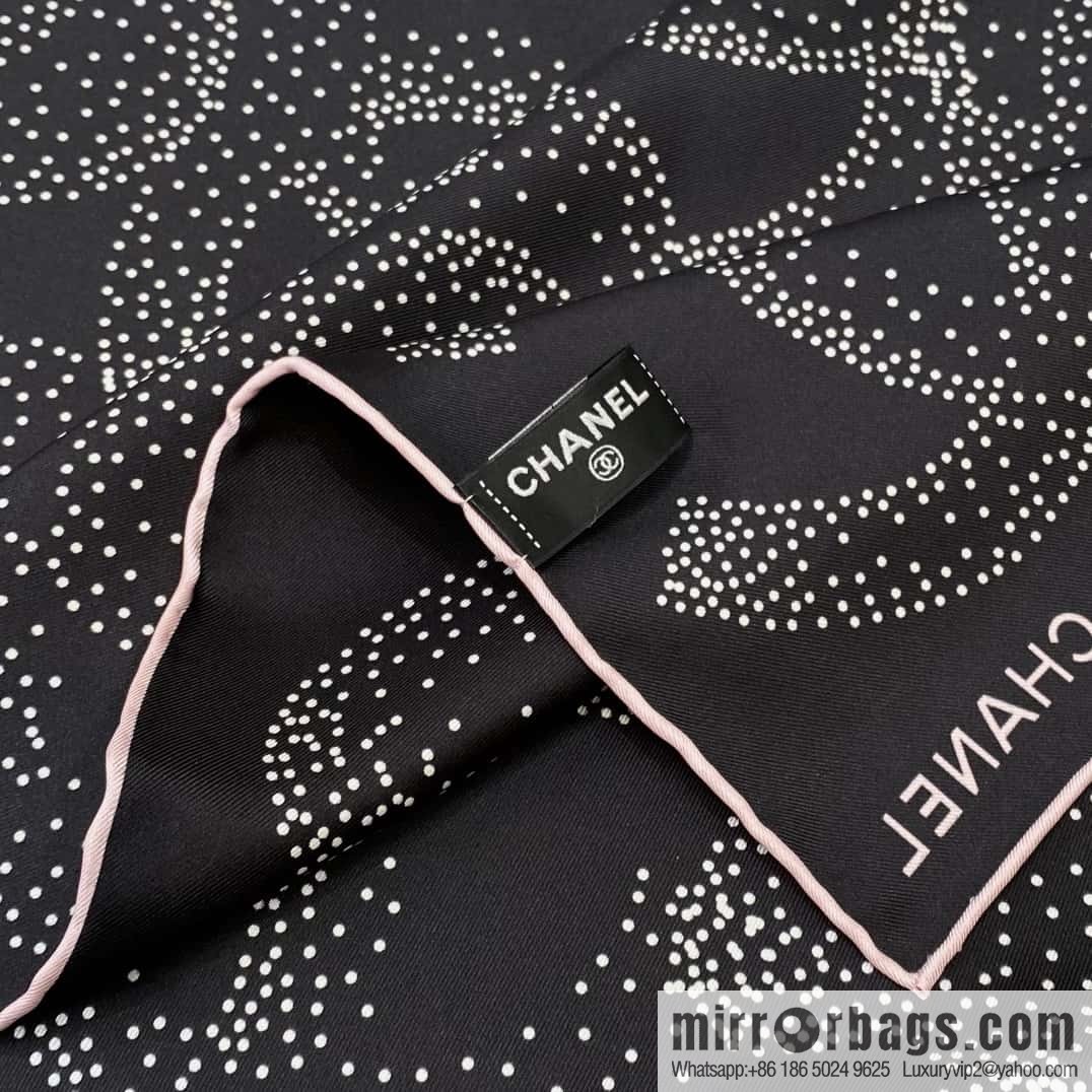CHANEL Polka dot camellia square towel