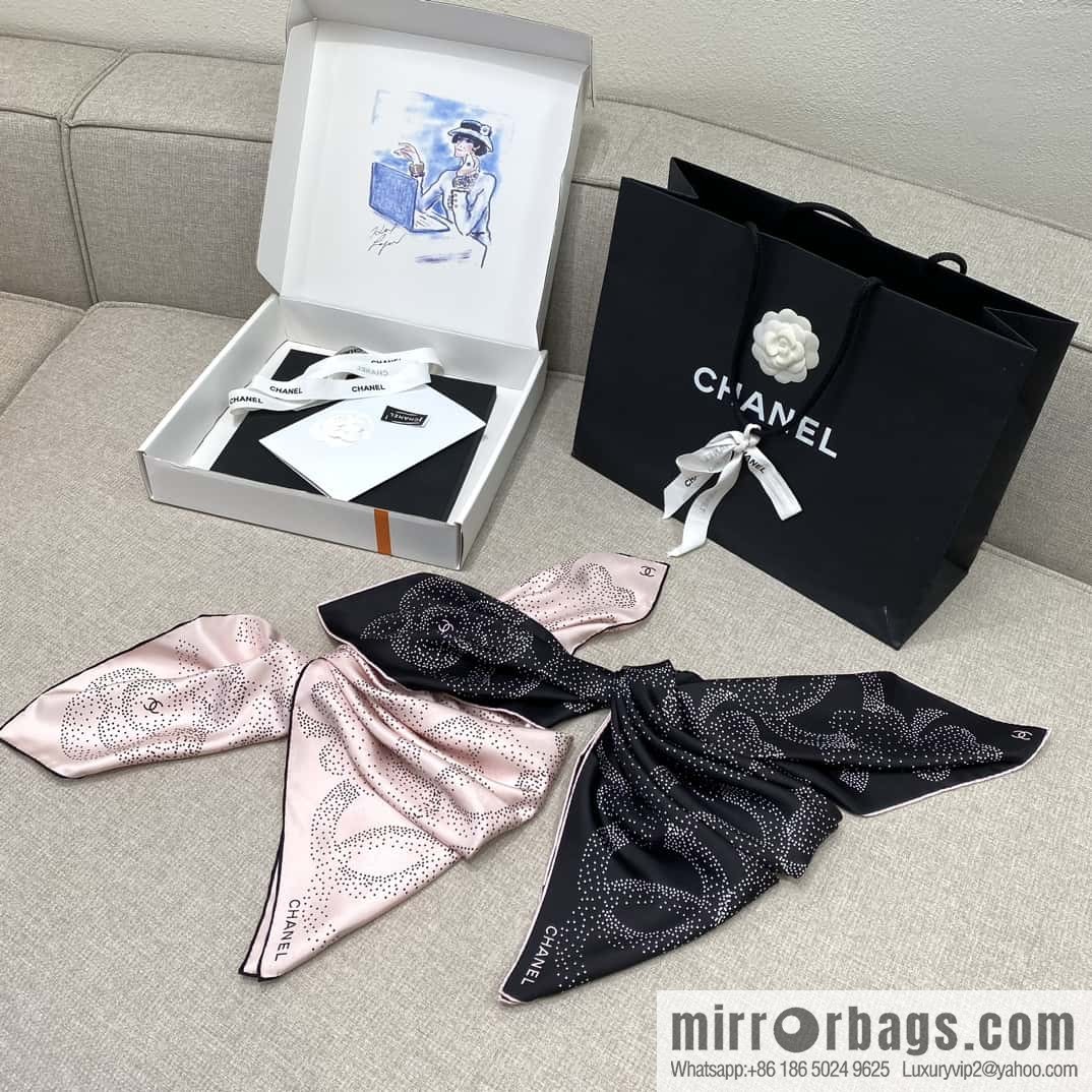 CHANEL Polka dot camellia square towel