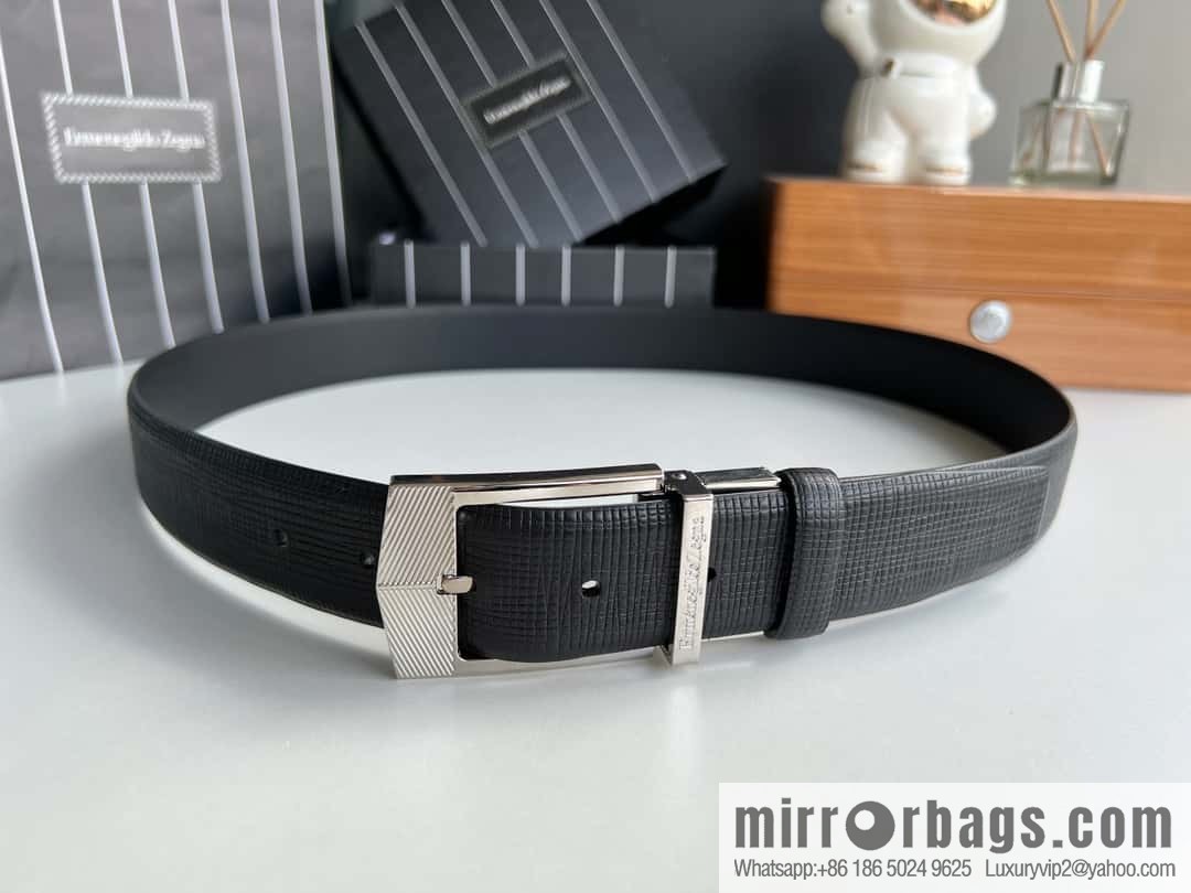 Zegna, black imported cowhide material belt men 3.5cm