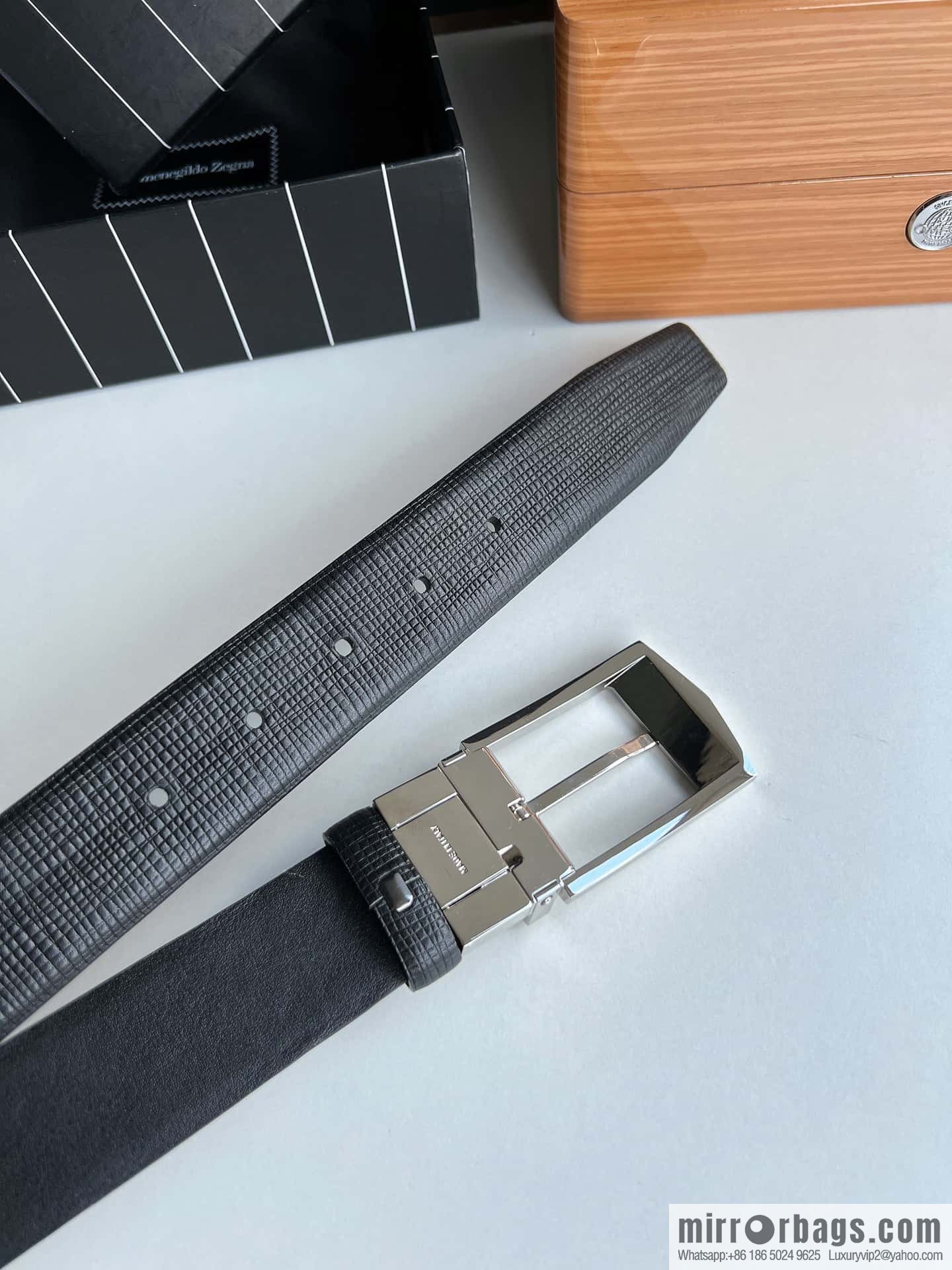 Zegna, black imported cowhide material belt men 3.5cm
