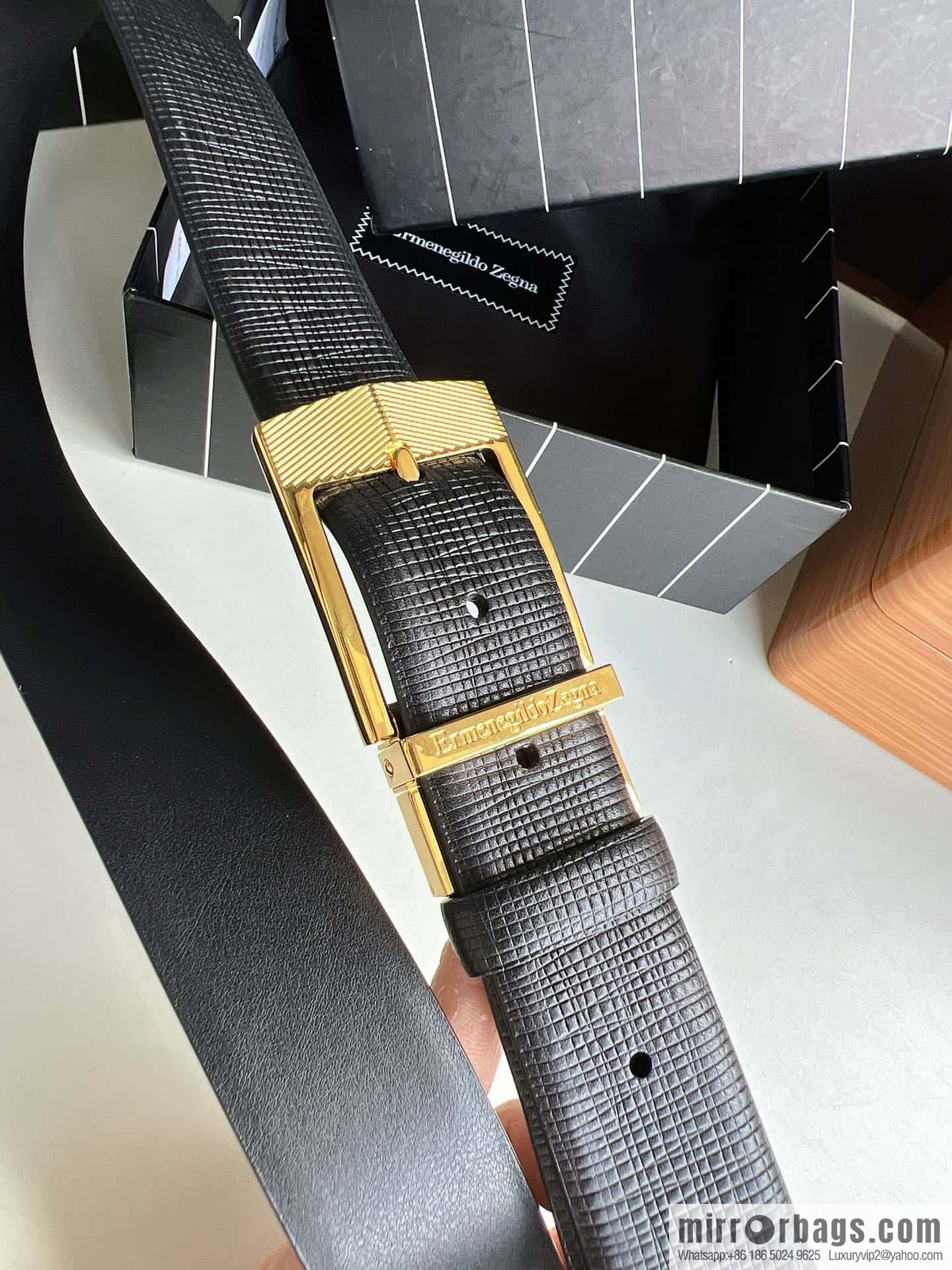 Zegna, black imported cowhide material belt men 3.5cm