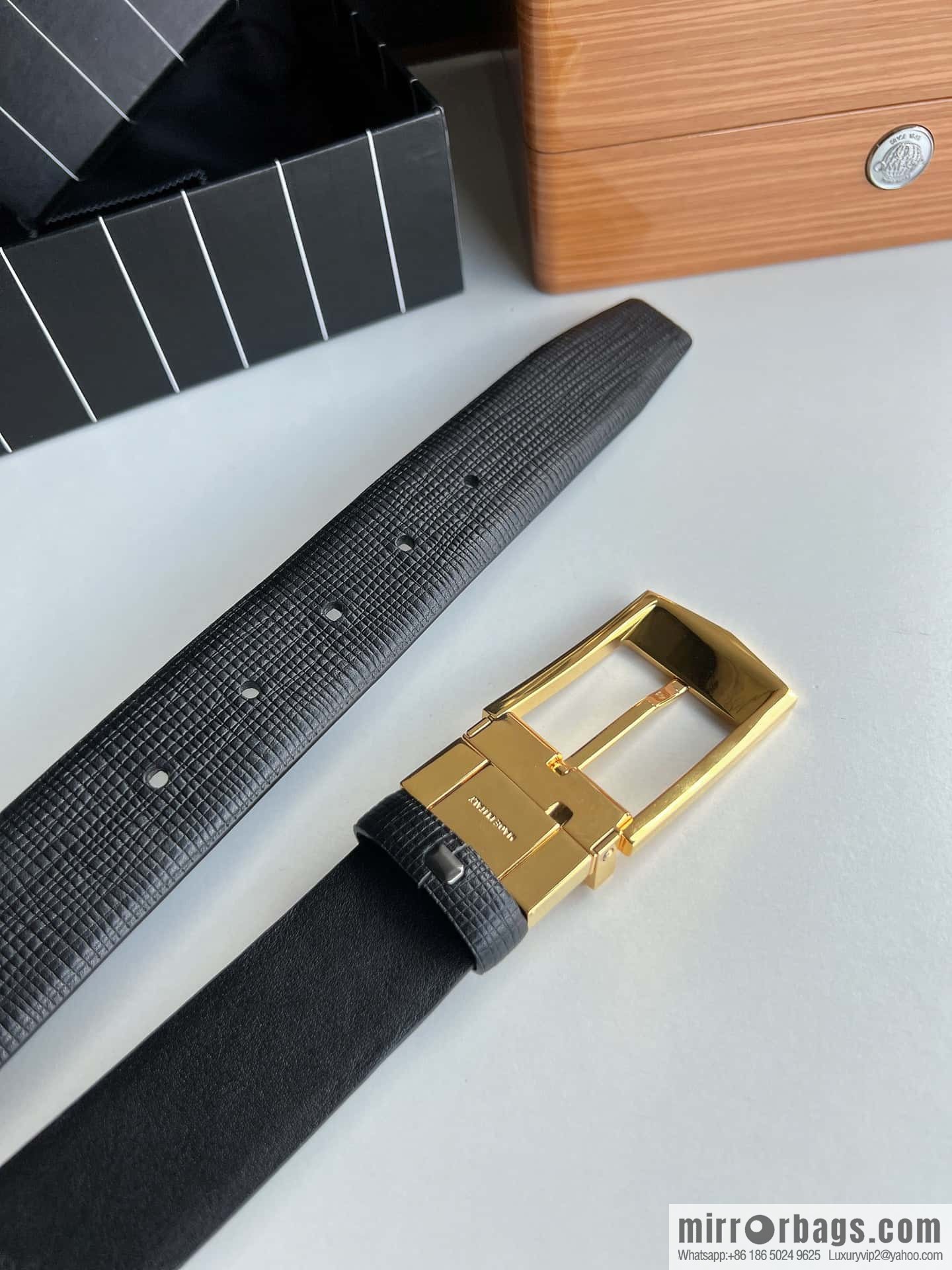 Zegna, black imported cowhide material belt men 3.5cm