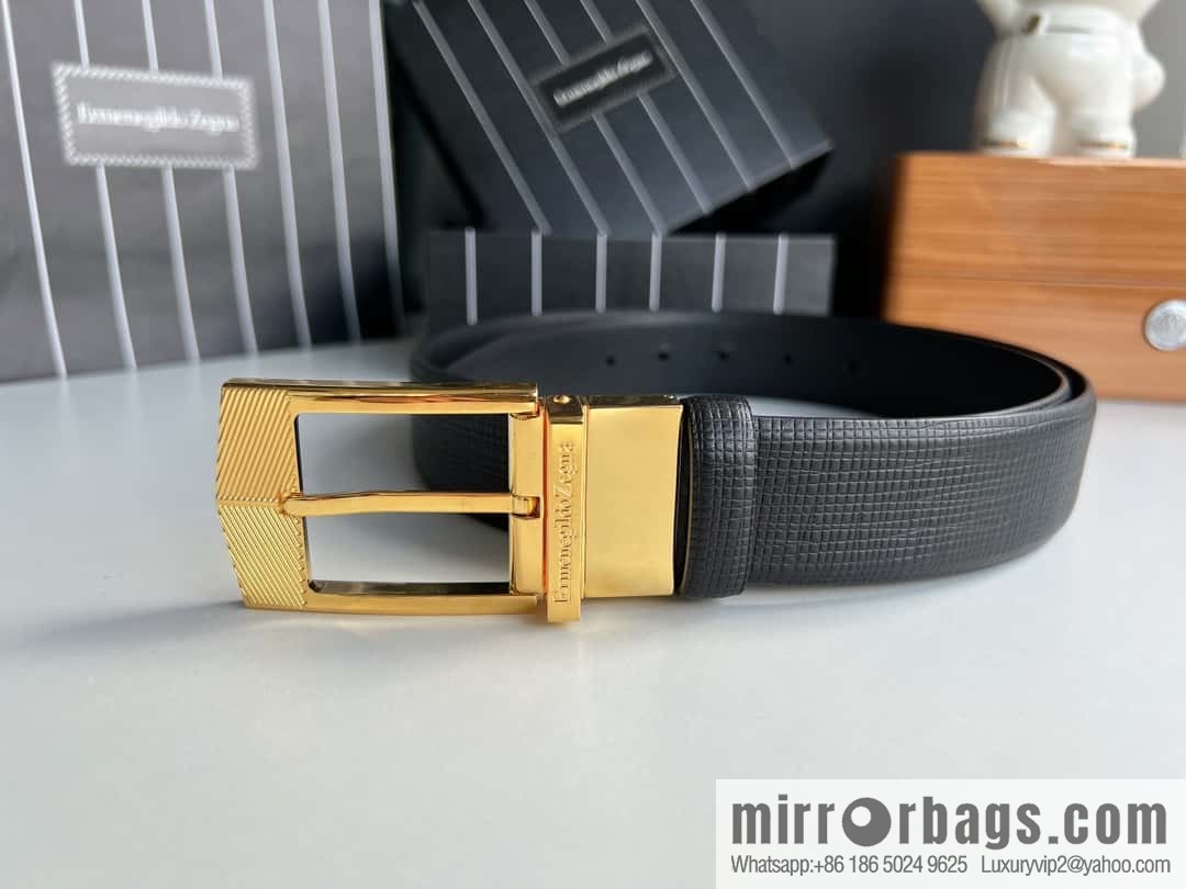 Zegna, black imported cowhide material belt men 3.5cm