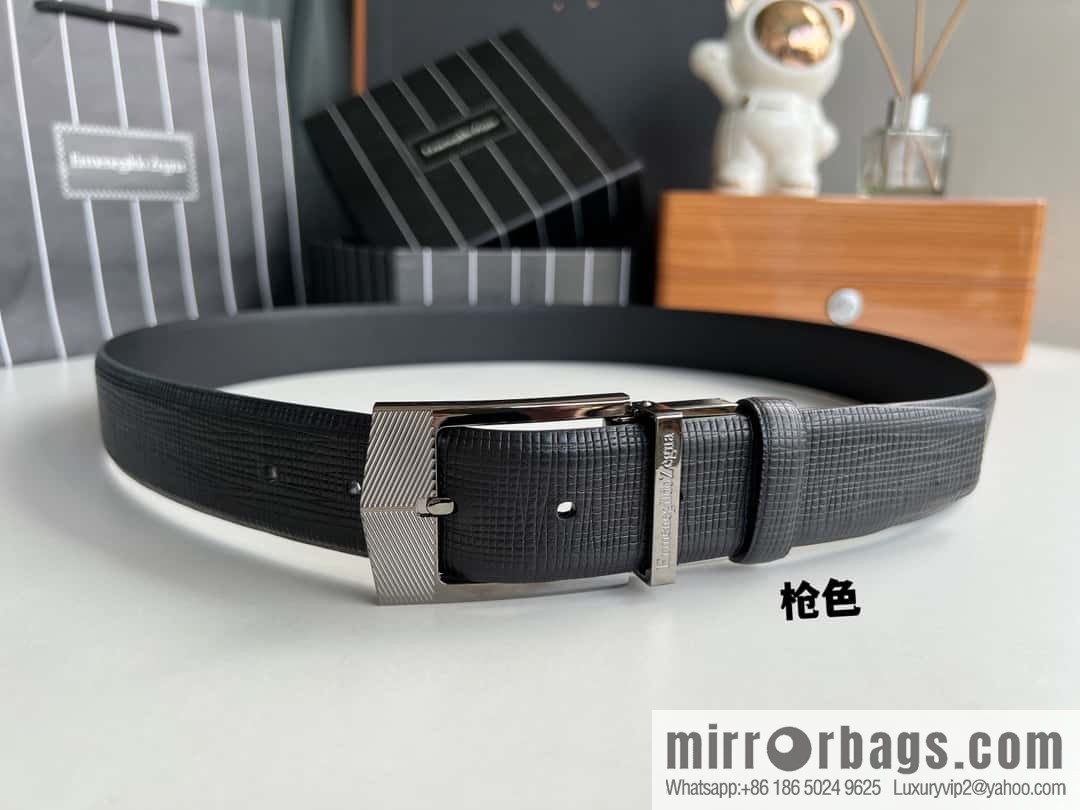 Zegna, black imported cowhide material belt men 3.5cm