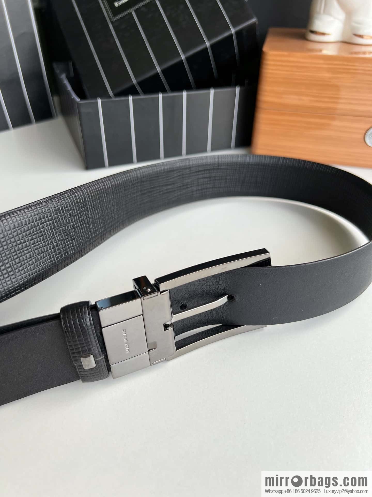 Zegna, black imported cowhide material belt men 3.5cm