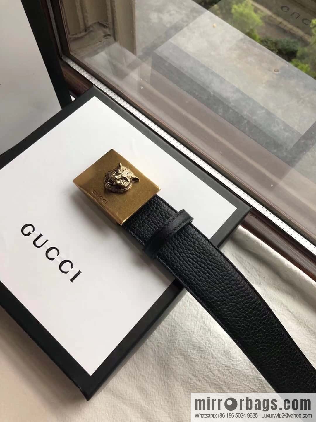 GUCCI logo retro design belt original lychee texture 4.0cm belt