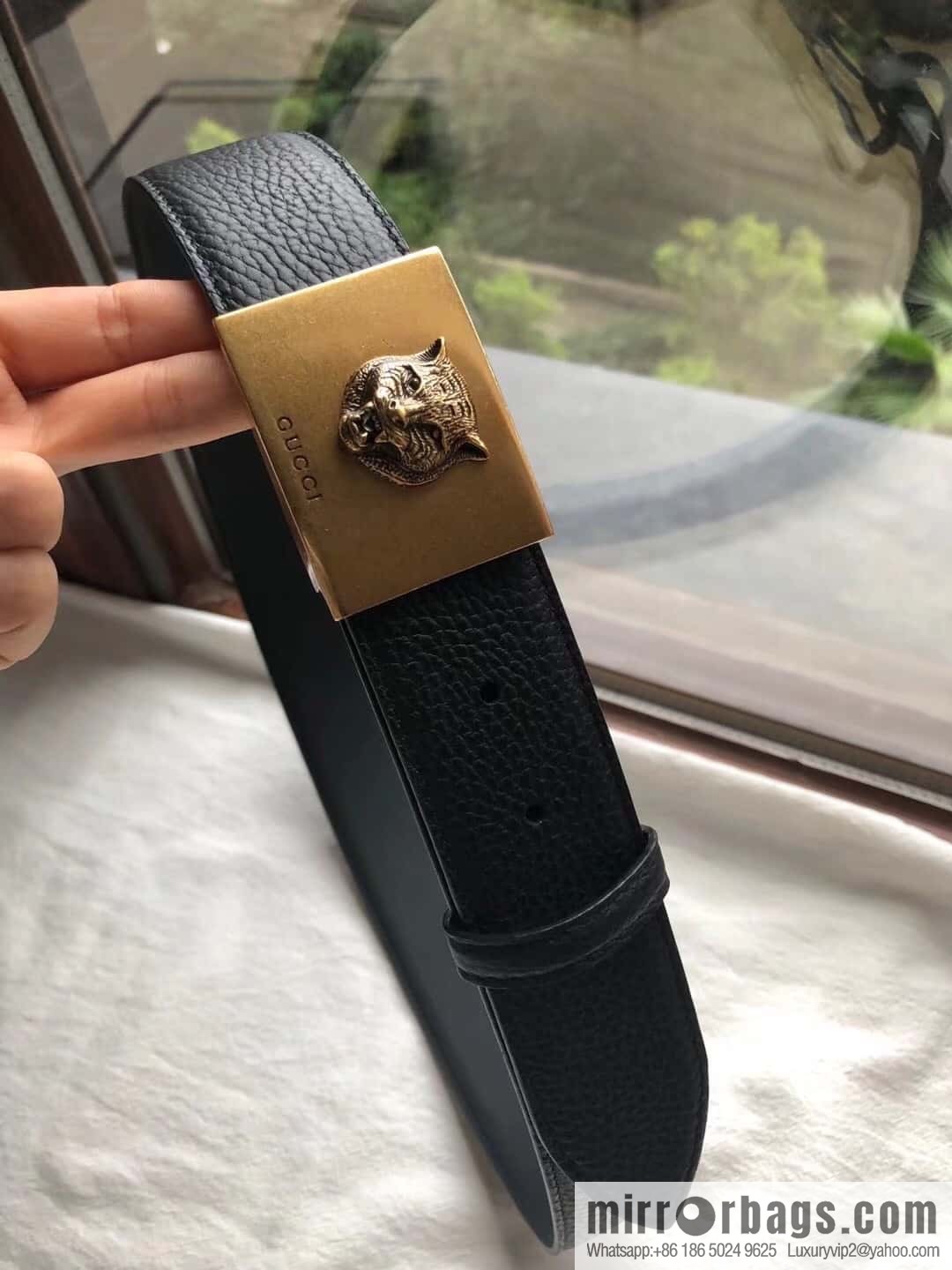 GUCCI logo retro design belt original lychee texture 4.0cm belt