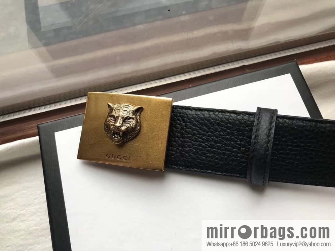 GUCCI logo retro design belt original lychee texture 4.0cm belt