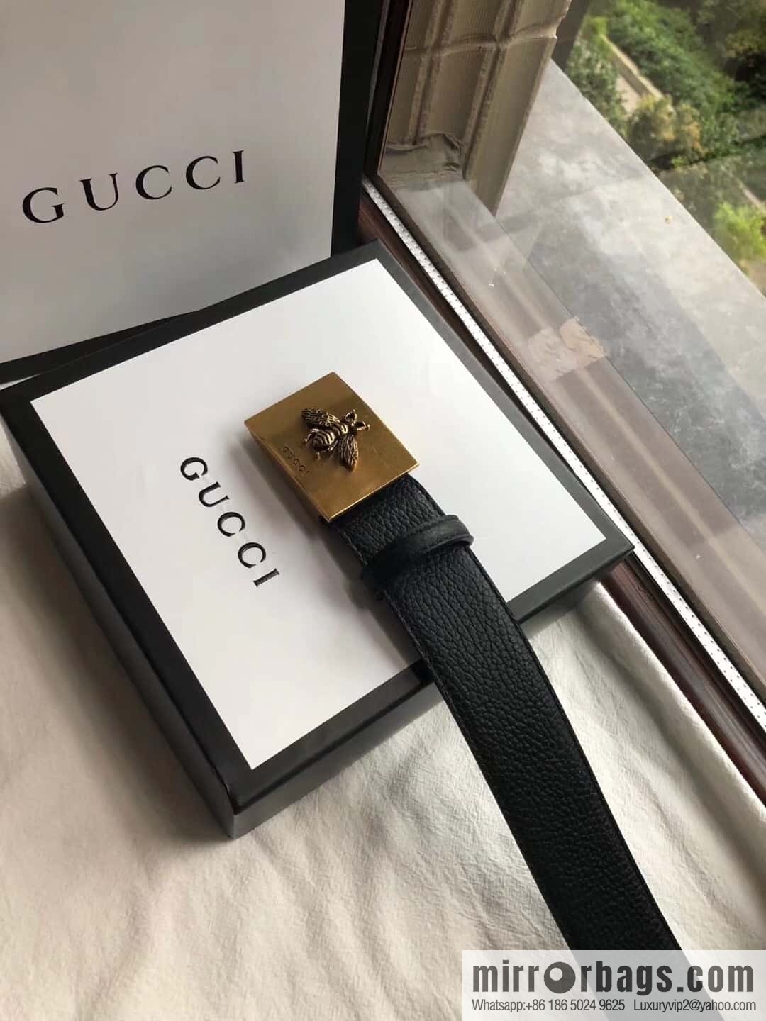 GUCCI logo retro design belt original lychee texture 4.0cm belt