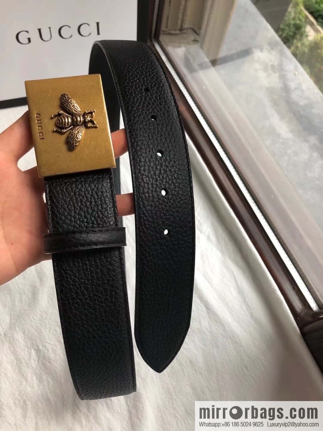 GUCCI logo retro design belt original lychee texture 4.0cm belt