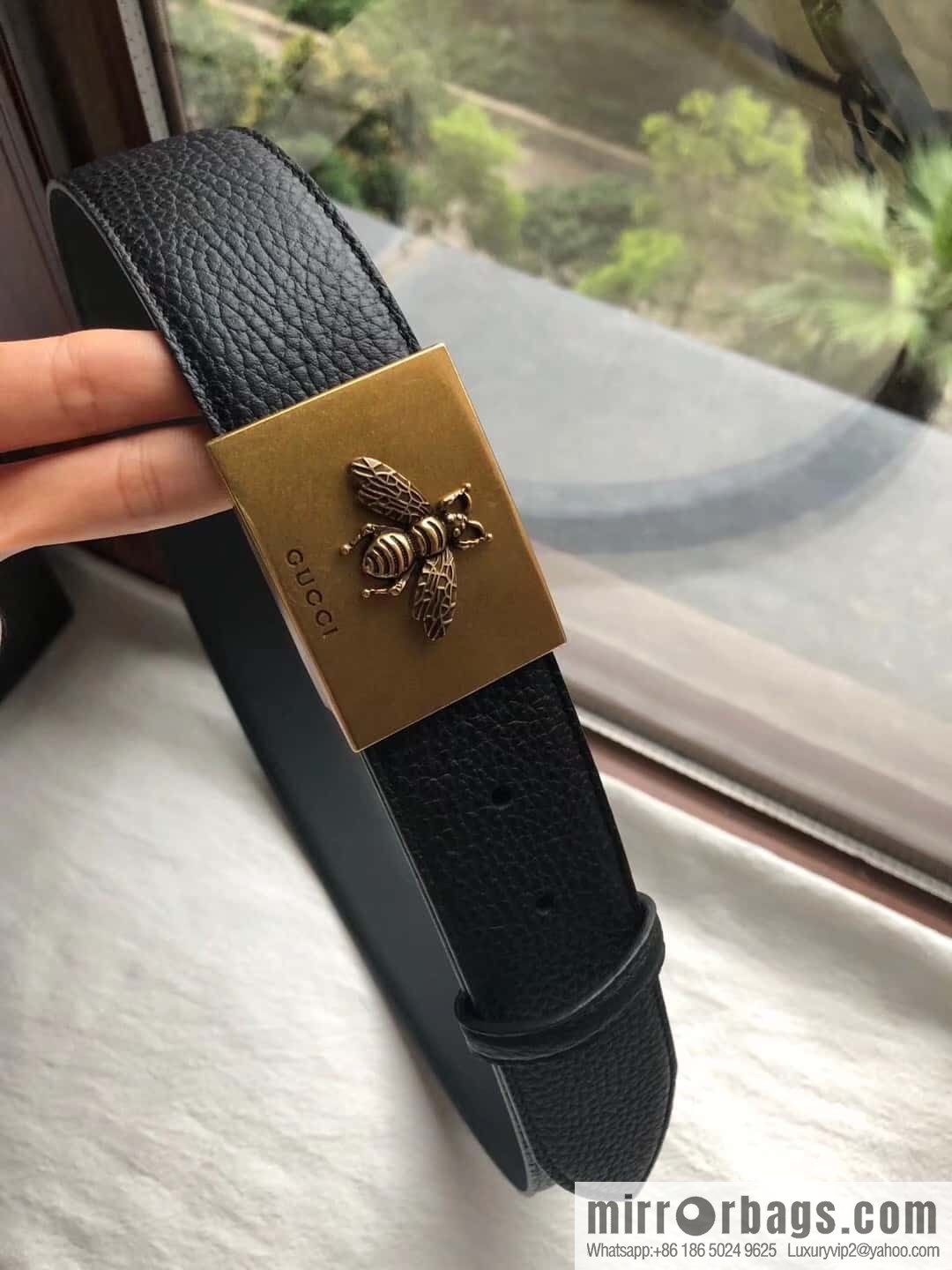 GUCCI logo retro design belt original lychee texture 4.0cm belt