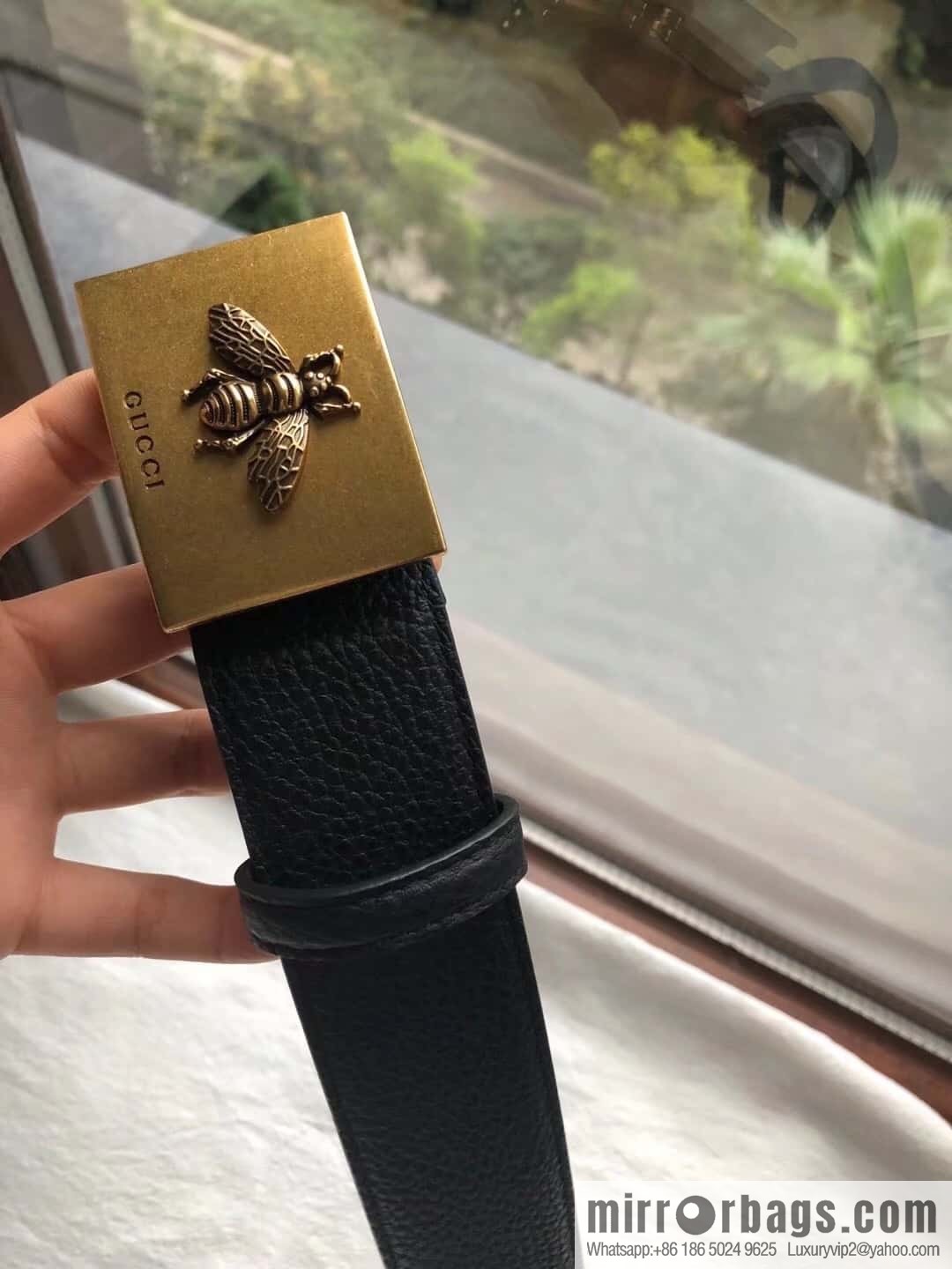 GUCCI logo retro design belt original lychee texture 4.0cm belt