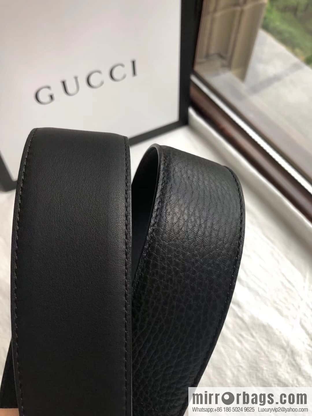 GUCCI logo retro design belt original lychee texture 4.0cm belt