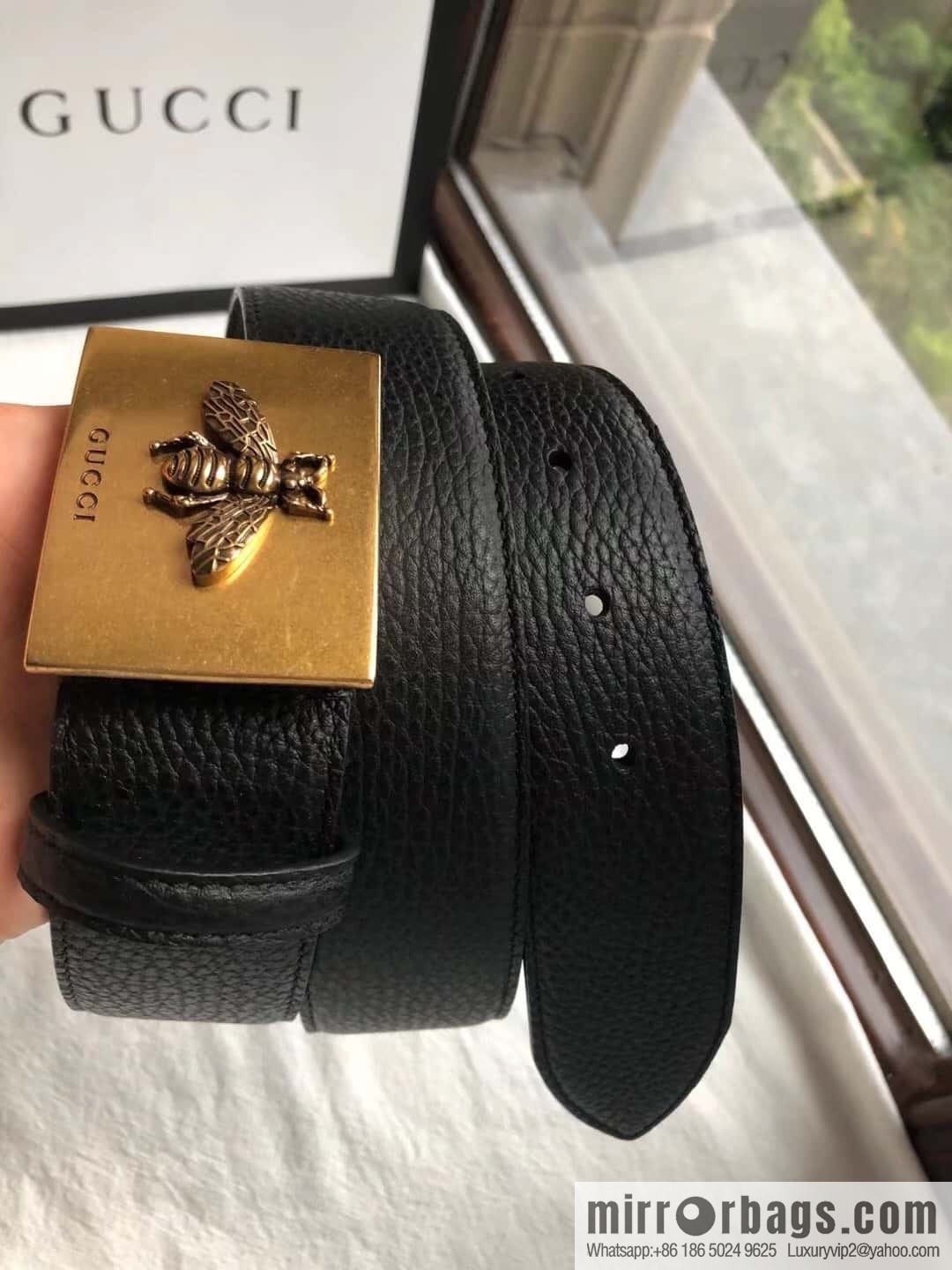 GUCCI logo retro design belt original lychee texture 4.0cm belt