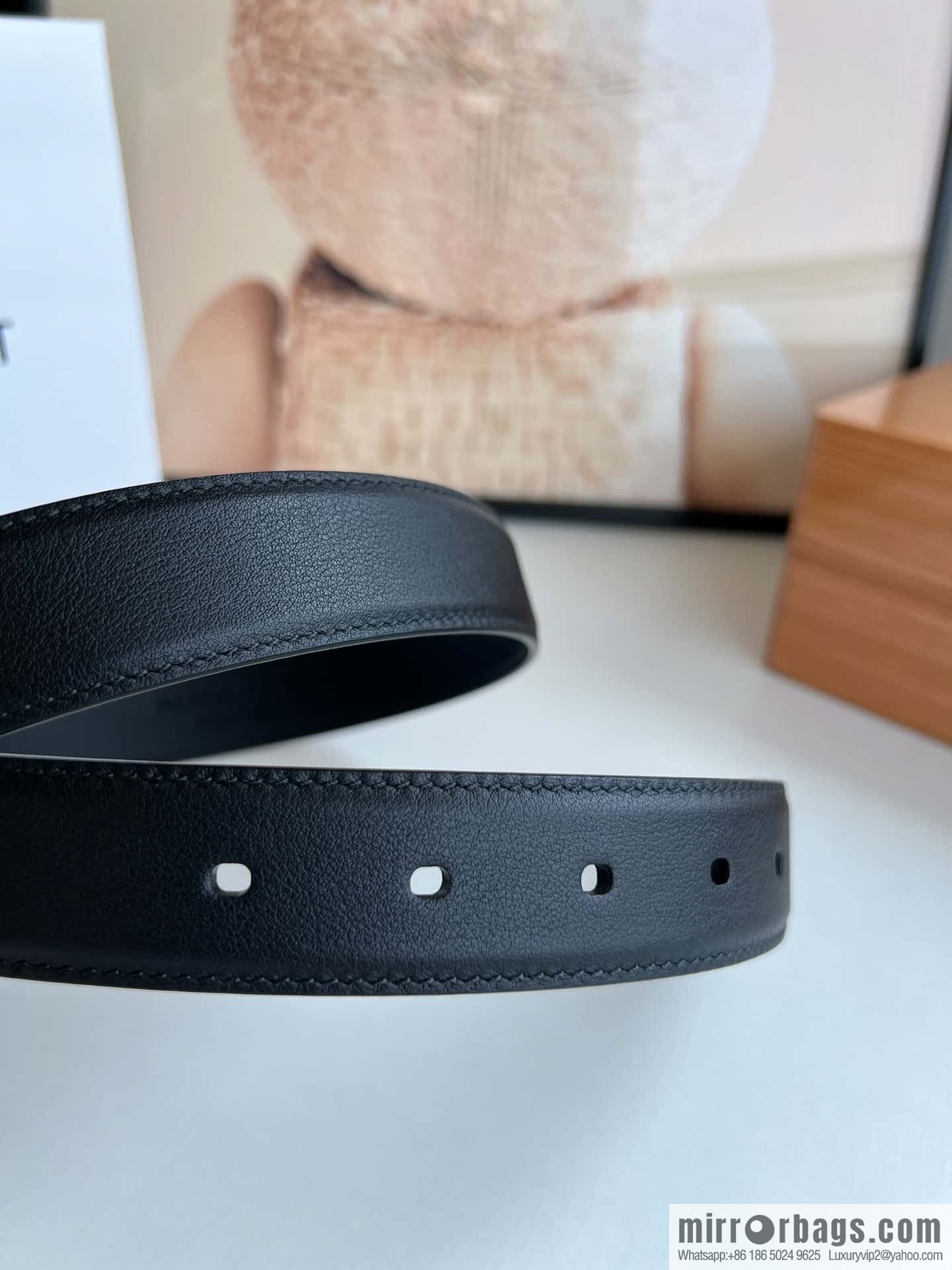 Saint Laurent YSL Seiko engraved metal buckle women's 3.0cm belt