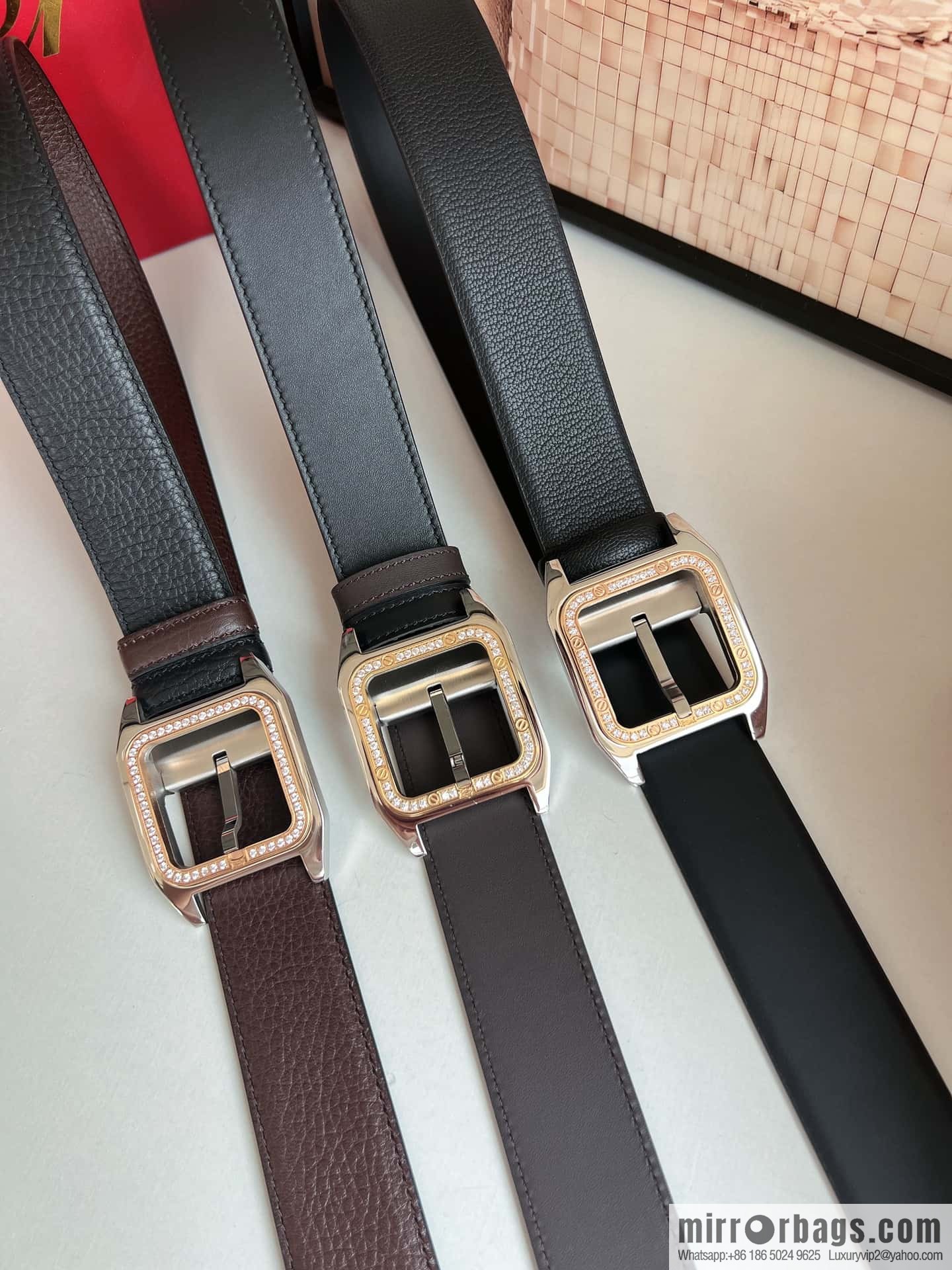 Cartier Cartier, stainless steel with diamond pin buckle with first layer cowhide men's 3.5cm belt