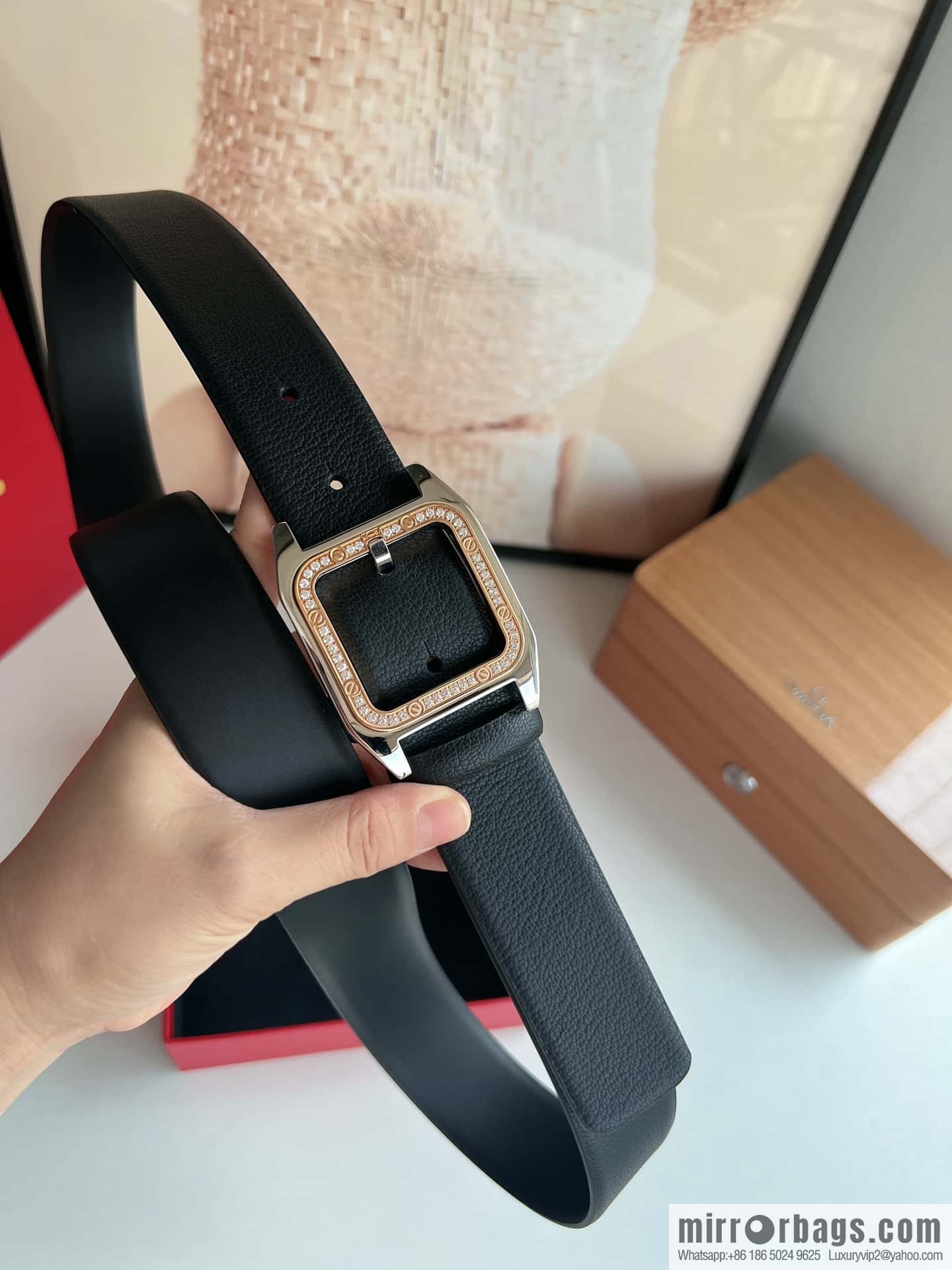 Cartier Cartier, stainless steel with diamond pin buckle with first layer cowhide men's 3.5cm belt