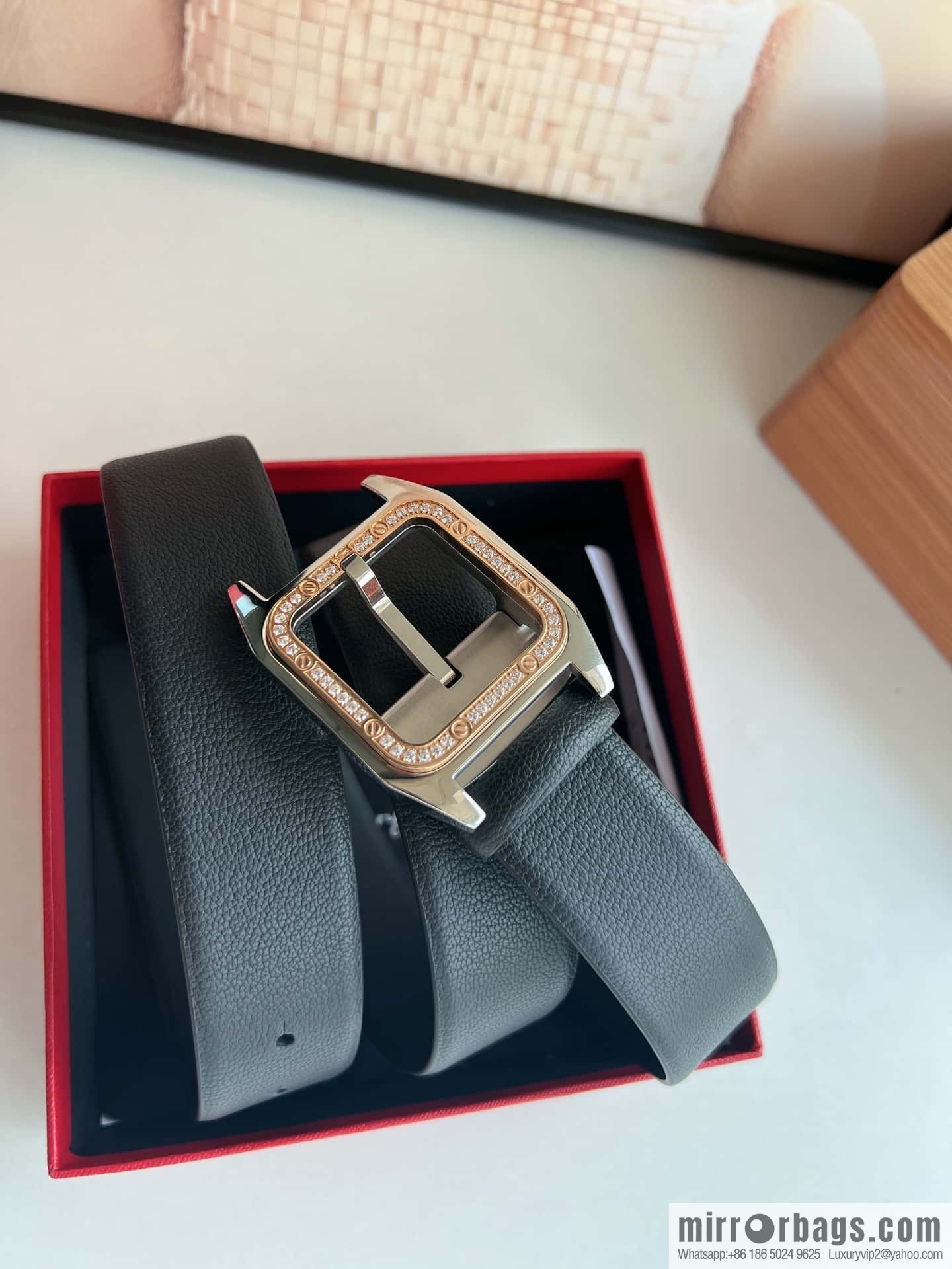 Cartier Cartier, stainless steel with diamond pin buckle with first layer cowhide men's 3.5cm belt