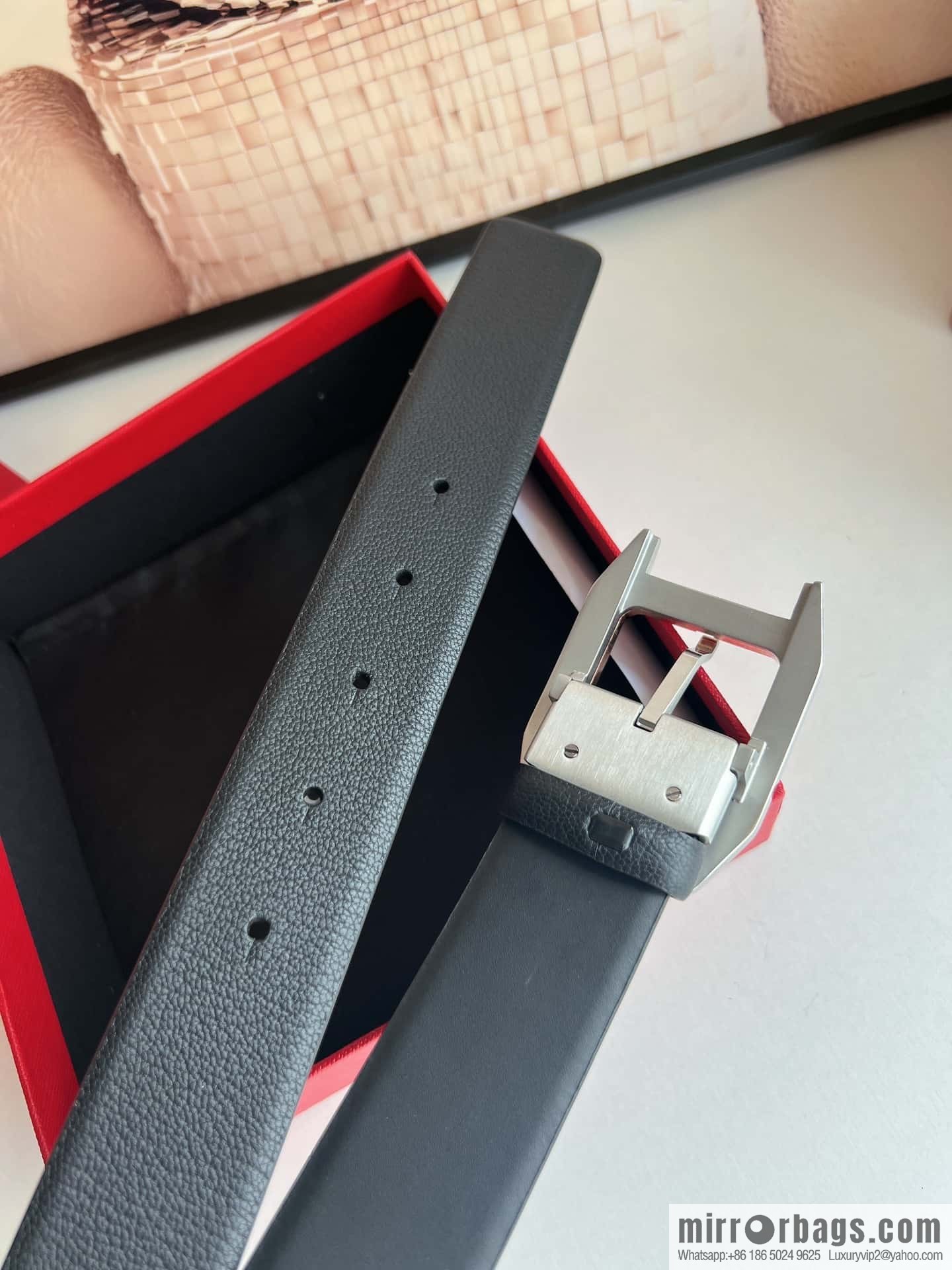 Cartier Cartier, stainless steel with diamond pin buckle with first layer cowhide men's 3.5cm belt