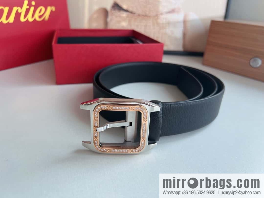 Cartier Cartier, stainless steel with diamond pin buckle with first layer cowhide men's 3.5cm belt