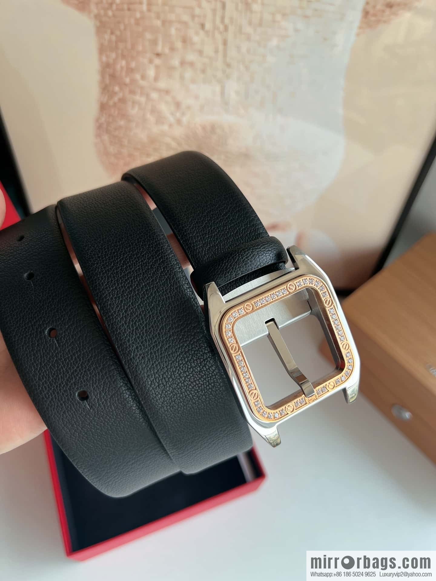 Cartier Cartier, stainless steel with diamond pin buckle with first layer cowhide men's 3.5cm belt