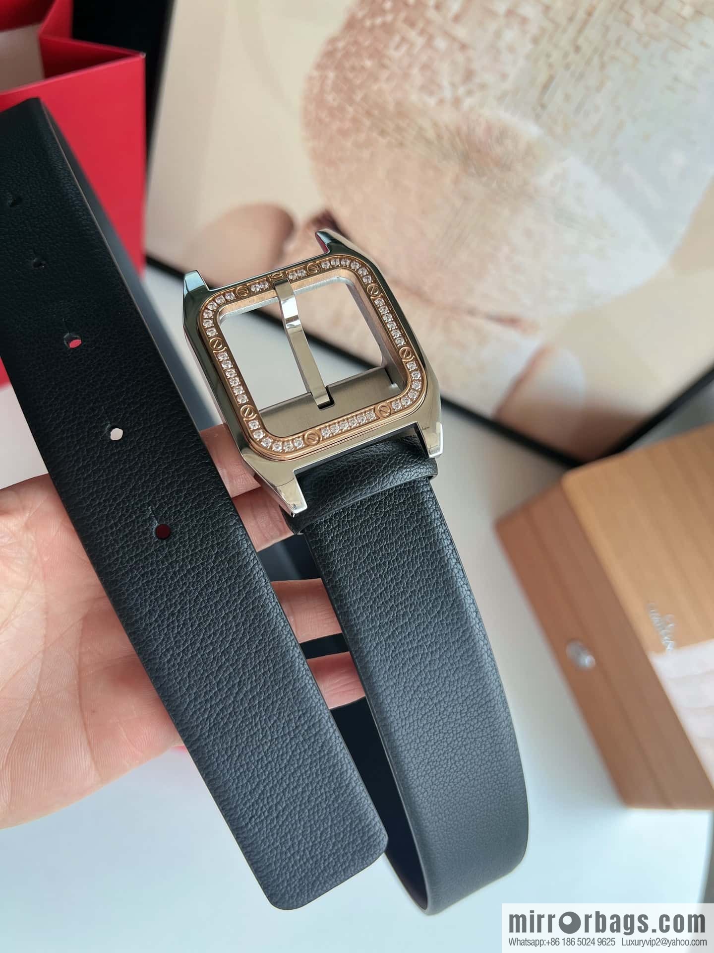 Cartier Cartier, stainless steel with diamond pin buckle with first layer cowhide men's 3.5cm belt