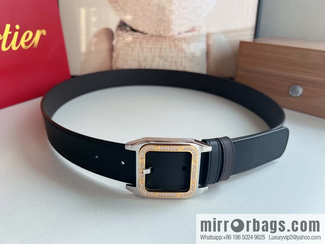 Cartier Cartier, stainless steel with diamond pin buckle with first layer cowhide men's 3.5cm belt