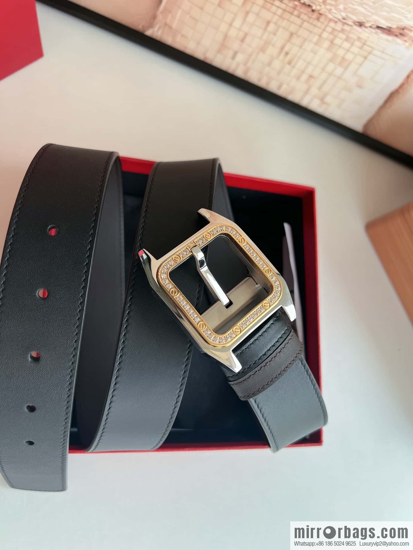 Cartier Cartier, stainless steel with diamond pin buckle with first layer cowhide men's 3.5cm belt