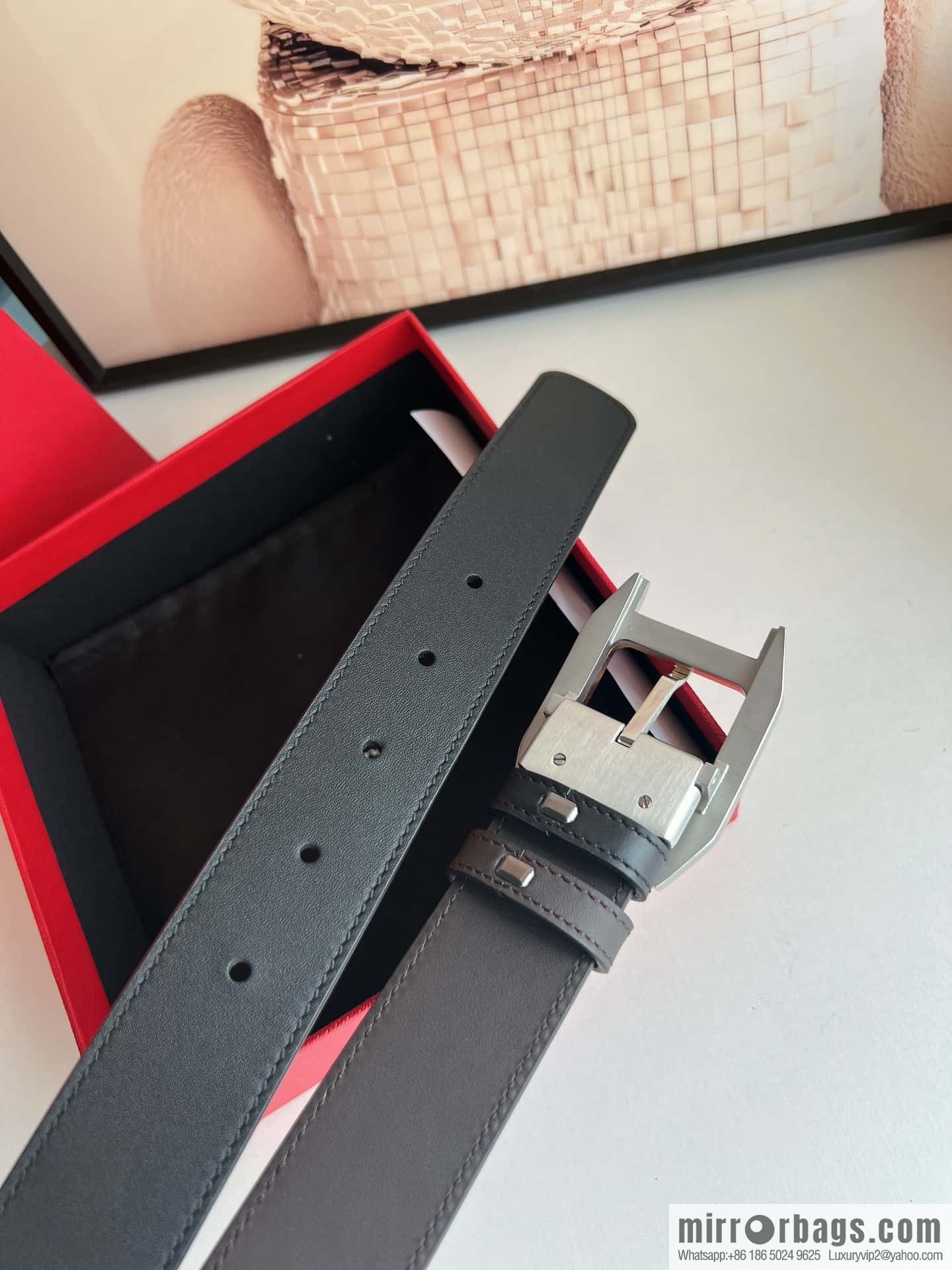 Cartier Cartier, stainless steel with diamond pin buckle with first layer cowhide men's 3.5cm belt